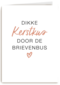 kerstkaart hip dikke kerstkus door de brievenbus