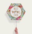 Ballon Hexagon Best Mom Ever Bloemen Multi