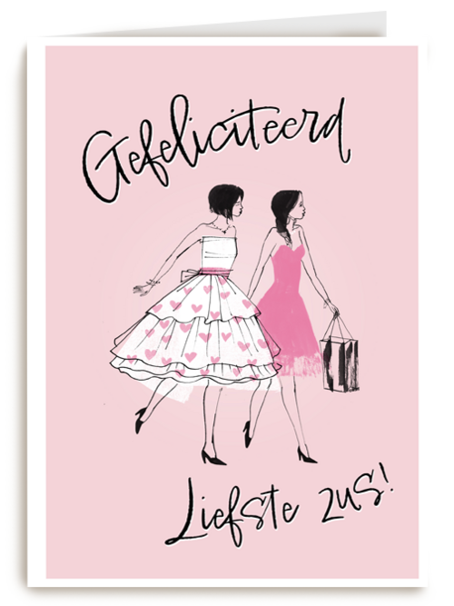 een felicitatiekaart voor een lieve zus