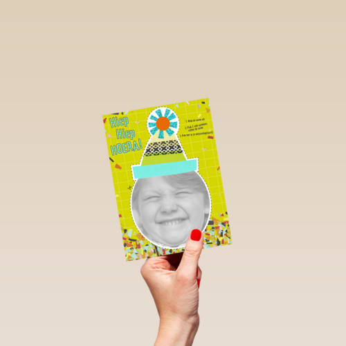 foto kaart verjaardag kids jongen met feestmuts