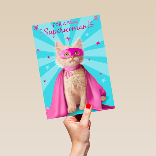 moederdag kaart grappig for a real superwoman kat