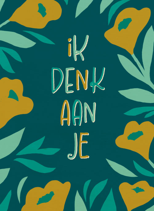 Houten Kaart Moeilijke Momenten | Houten Kaart Hallmark | Moeilijke Momenten | Ik Denk Aan Je Bloemen