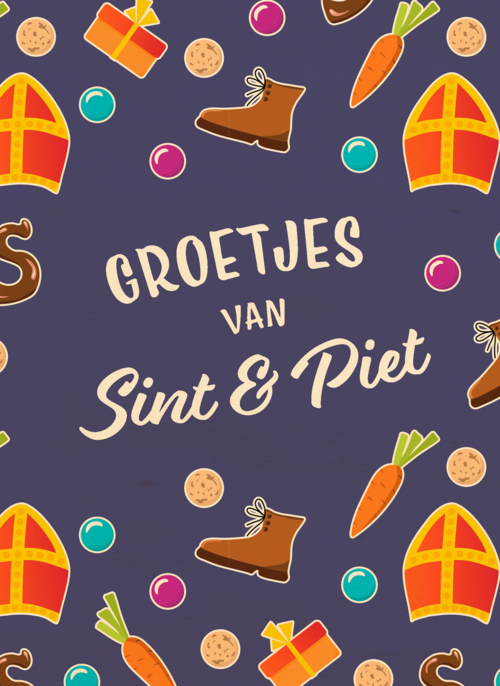 Houten kaart Sinterklaas | Hallmark |  Houten kaart Hallmark | Sinterklaas | Groetjes van sint en piet met veel strooigoed
