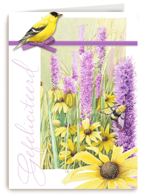 Verjaardagskaart Hallmark | Gele Vogel Met Paarse Bloemen