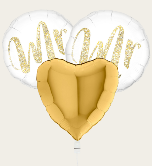 Ballonnentros Huwelijk Man en Man Goud Wit