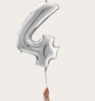Cijferballon 4 Jaar Zilver XL