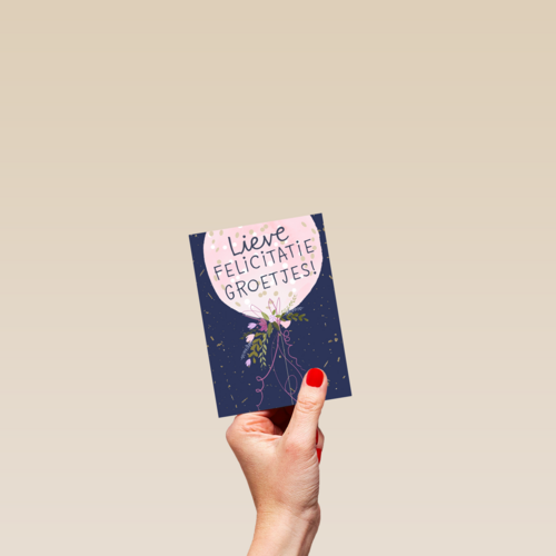 Gefeliciteerd kaart vrouw lieve felicitatiegroetjes