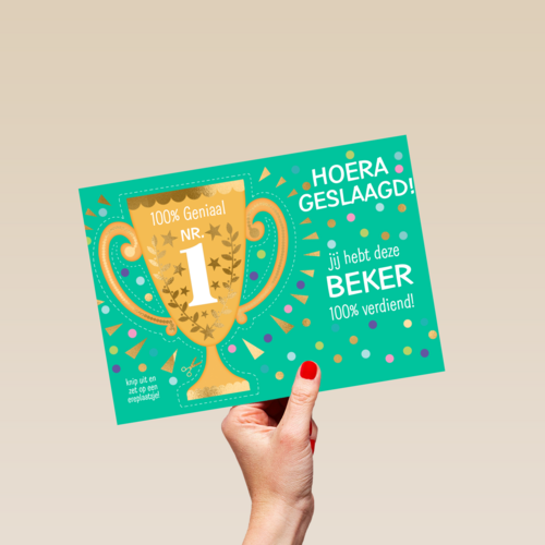 geslaagd kaart  uitknipbeker