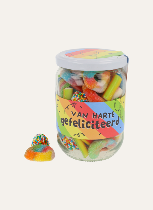 Snoeppot Van Harte Gefeliciteerd | Veel Liefs Cadeau Snoep |
