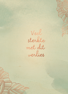 Condoleance kaart blauw met koper bloemen