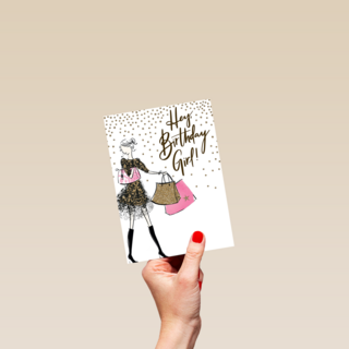 Verjaardagskaart tiener meisje en jonge vrouw Hey birthday girl