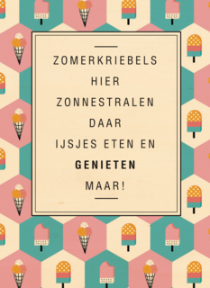 zomerkaart zomerkriebels zonnestralen ijsjes eten genieten