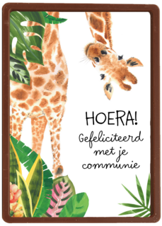Hoera giraffe gefeliciteerd met je communie