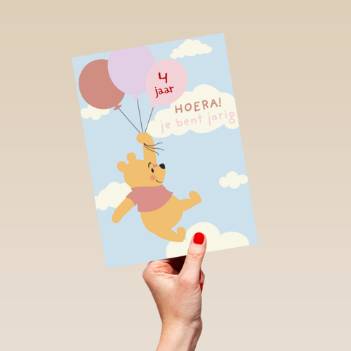verjaardag kaart meisje winnie de poeh ballonnen