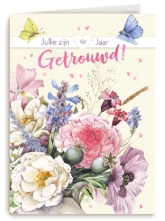 Huwelijkskaart 50 jaar getrouwd Marjolein Bastin