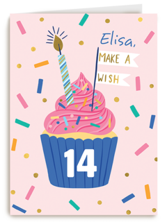 Verjaardagskaart make a wish cupcake