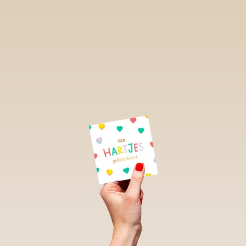 Felicitatiekaart van hartjes gefeliciteerd