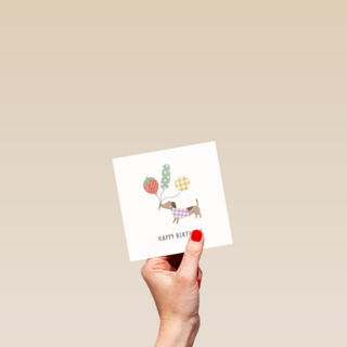 Verjaardagskaart Hond met Ballonnen