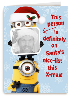 minion kerstkaart santa nice list this xmas