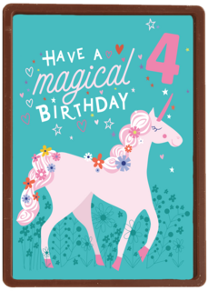 Verjaardagskaart unicorn met leeftijd