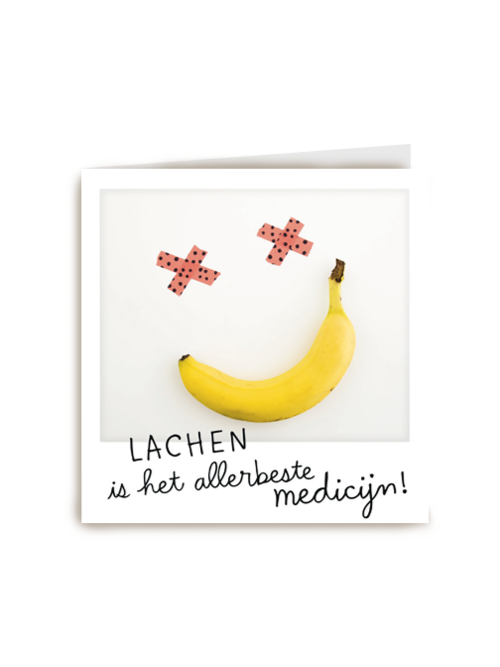 polaroid kaart lachen is het allerbeste medicijn