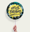 Ballon Happy Birthday Graffiti Zwart Geel Eco