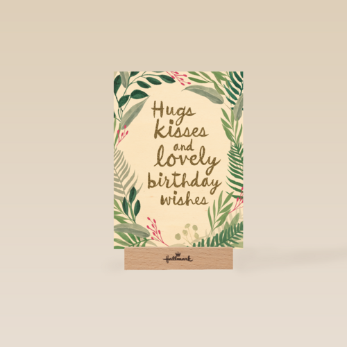 botanical kaart hugs kisses and birthday wishes