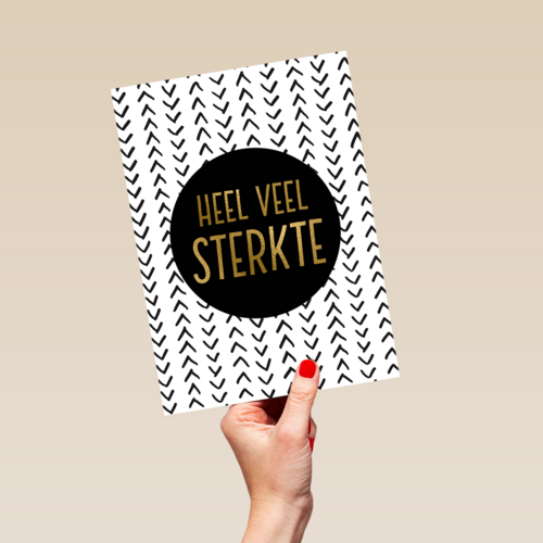 Beterschapskaart Gouden letters Heel veel sterkte