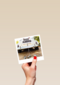 Trouwkaart auto met just married Polaroid