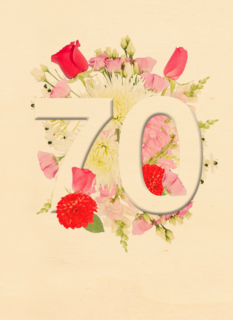 Verjaardagskaart 70 jaar bloemen