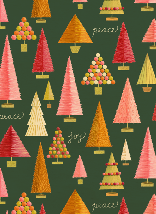 Houten kaart Kerst | Hallmark | Houten kaart Kerst | Hallmark | Kerstkaart kerstbomen joy en peace