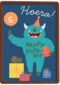 Hoera monsterkaart Happy Birthday