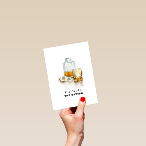 verjaardgskaart met whiskey the older the better