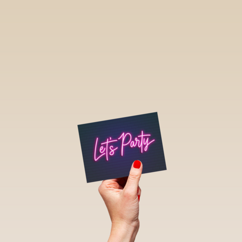 Verjaardagskaart neon lets party