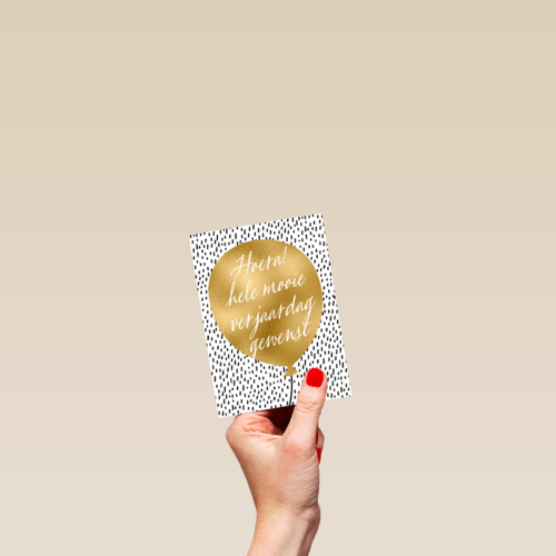 Verjaardagskaart man vrouw hip Gouden ballon