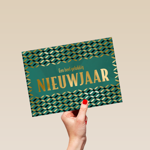 een heel gelukkig nieuwjaar met goudpatroon