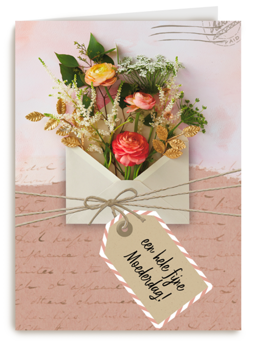 Moederdagkaart envelop met bloemen