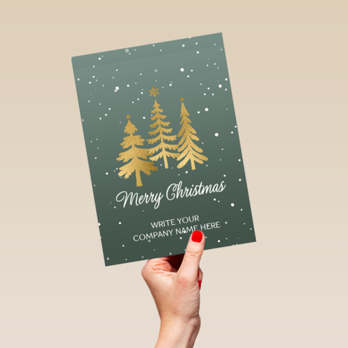 Kerstkaart zakelijk Gouden kerstbomen Aanpasbare tekst