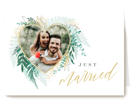 Trouwen fotokader met hart just married
