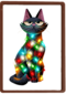 kerstkaart grappig kat met kerstlichtjes folio