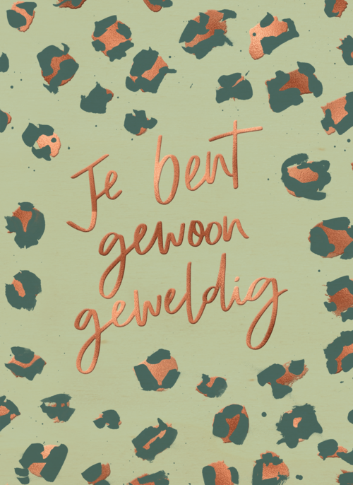 Houten Kaart | Je Bent Geweldig Met Luipaardpatroon