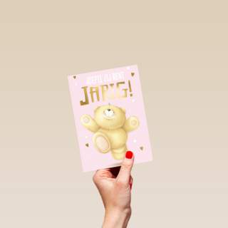roze joepie jij bent jarig met FF beer