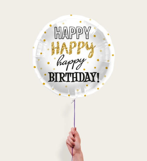 Ballon Happy Birthday Style Goud Wit