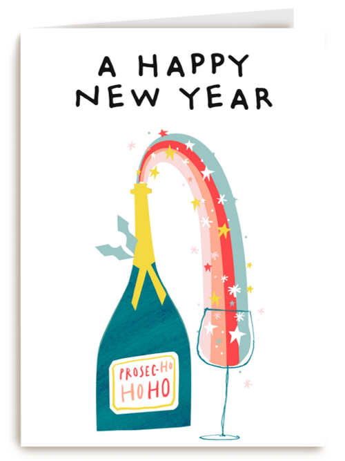 nieuwjaarskaart hip regenboog prosecco