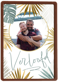 Fotokaart verloofd stijlvol plantendesign