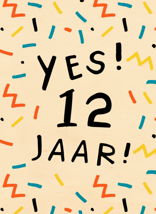 Verjaardagskaart meisje jongen 12 yes