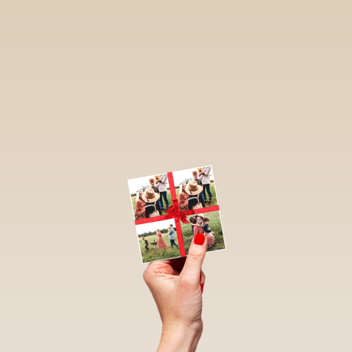 een mooie strik op de kerst fotokaart