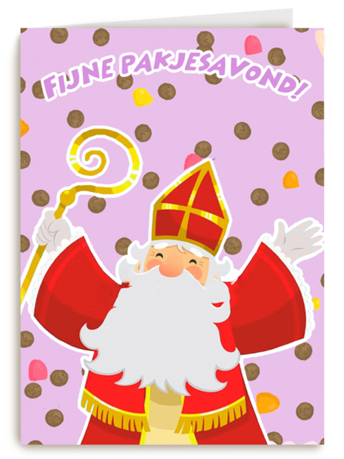Sinterklaaskaart Fijne pakjesavond