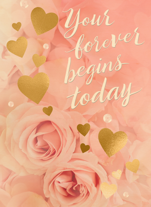 Houten Kaart Felicitatie Huwelijk | Houten Kaart Hallmark | Felicitatie Huwelijk | Your Forever Begins Today Flowers