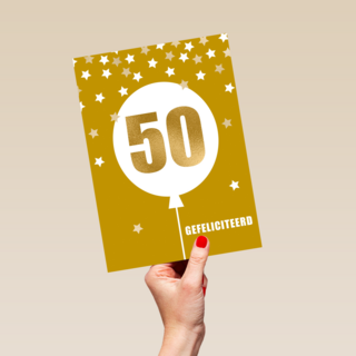 Verjaardagskaart leeftijden 50 ballon